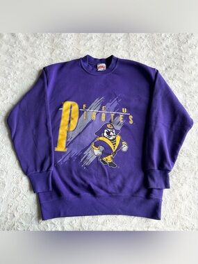 Vintage Eastern Carolina ECU Sweatshirt Crewneck Mens Large Pirates Nutmeg 90s
